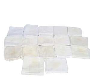 Vintage Cotton Handkerchiefs Lot of 17 Pocket Squares White Various Styles